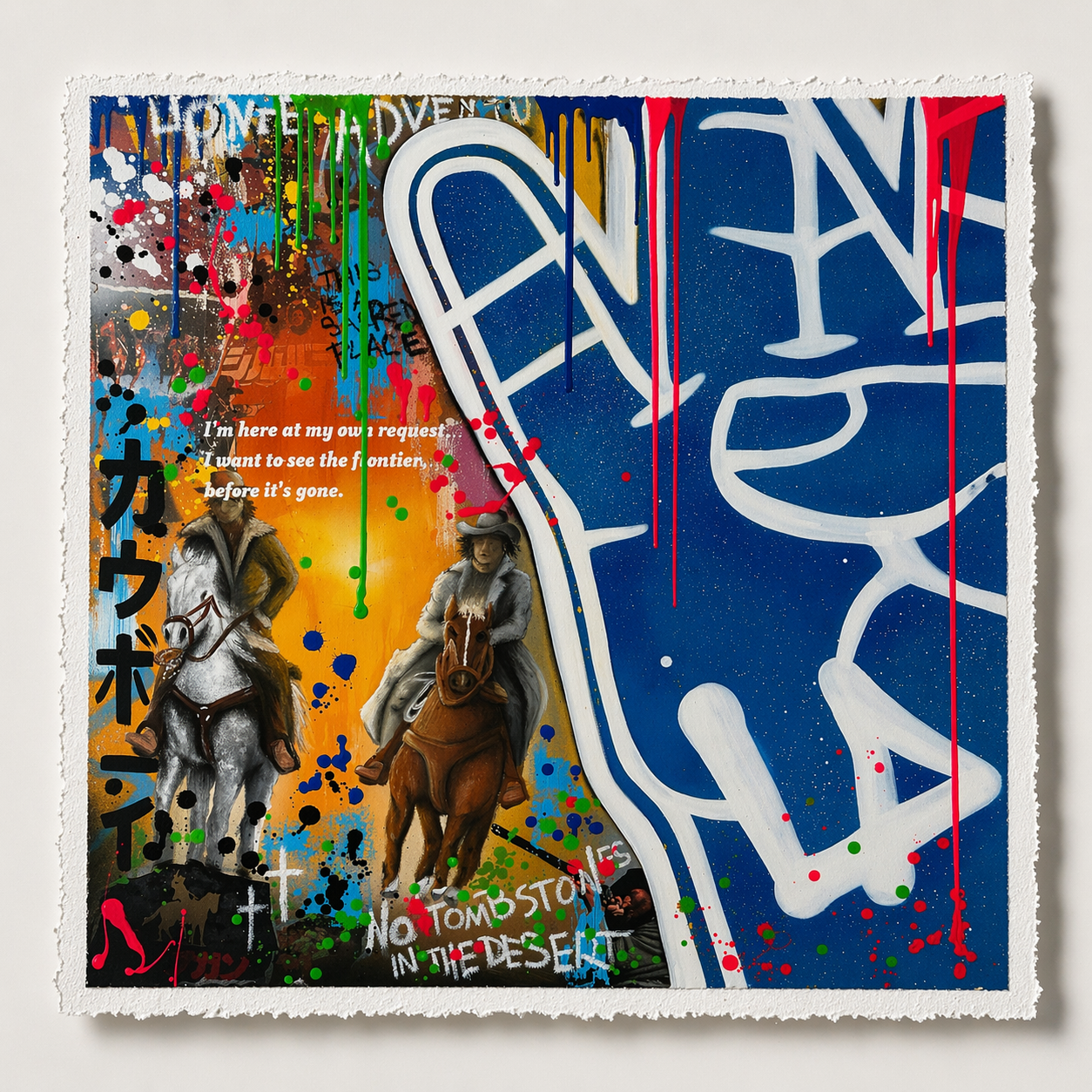 Sellout “No Tombstones in the Desert” - Hand-Embellished Pairing Prints, Diptych Edition of 20 - 20 x 40” Set