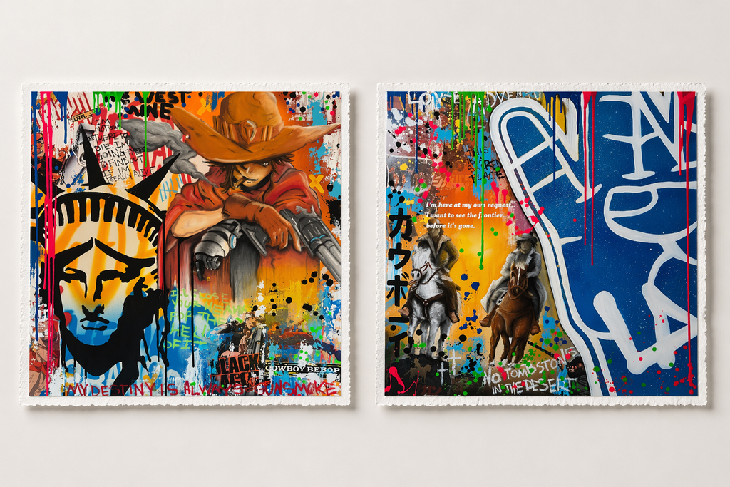 Sellout “No Tombstones in the Desert” - Hand-Embellished Pairing Prints, Diptych Edition of 20 - 20 x 40” Set
