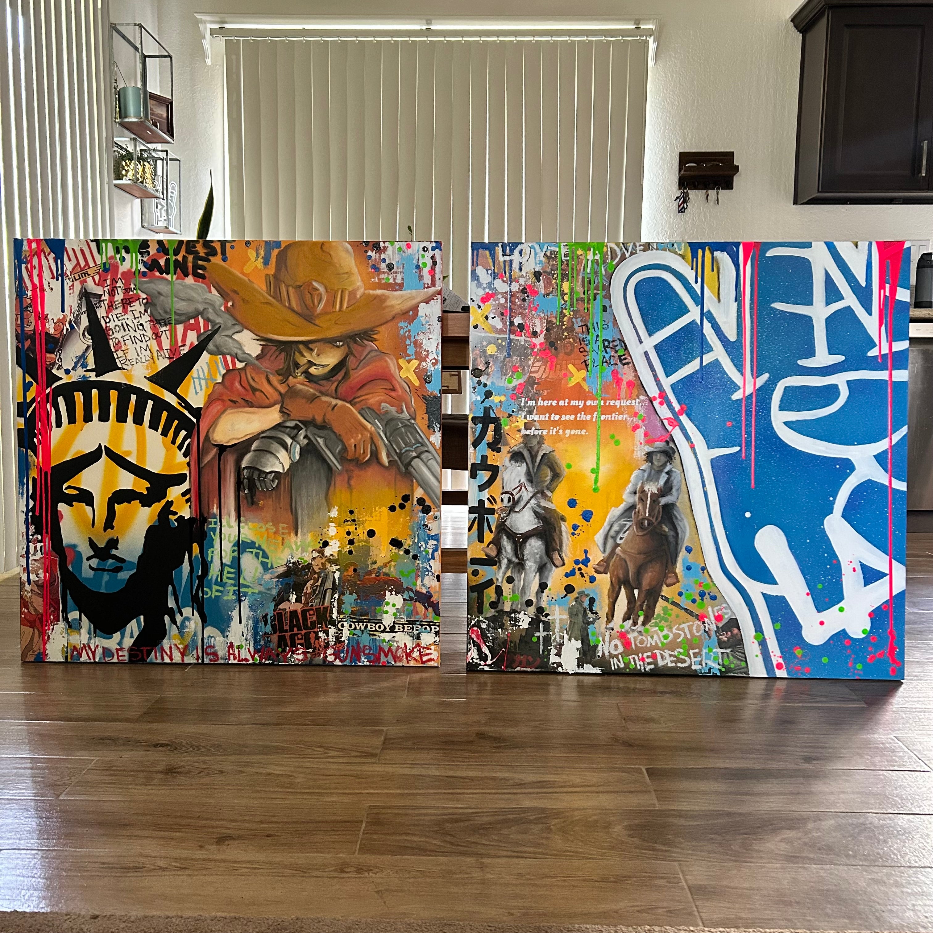 Sellout “No Tombstones in the Desert” - Original Diptych on Gallery Canvas, 1 of 1 - 36 x 36” Each